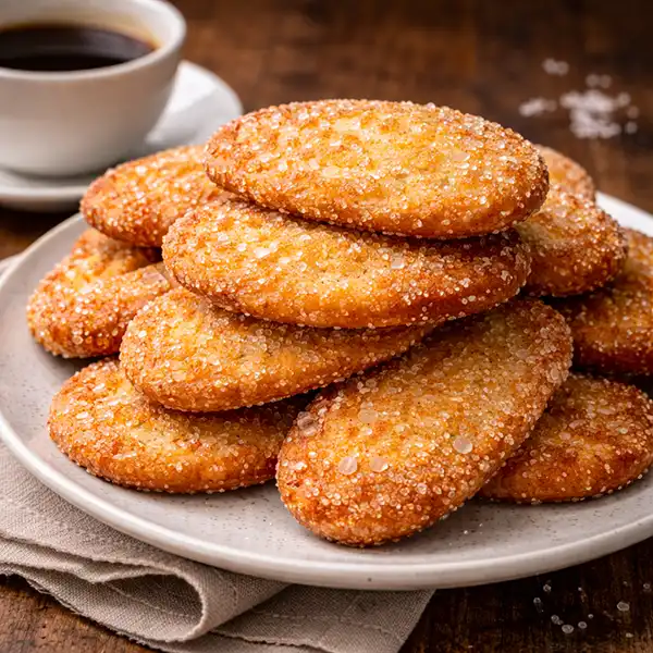 A plate of traditional Arnhemse Meisjes, sugar-coated biscuits from Arnhem, Netherlands.
