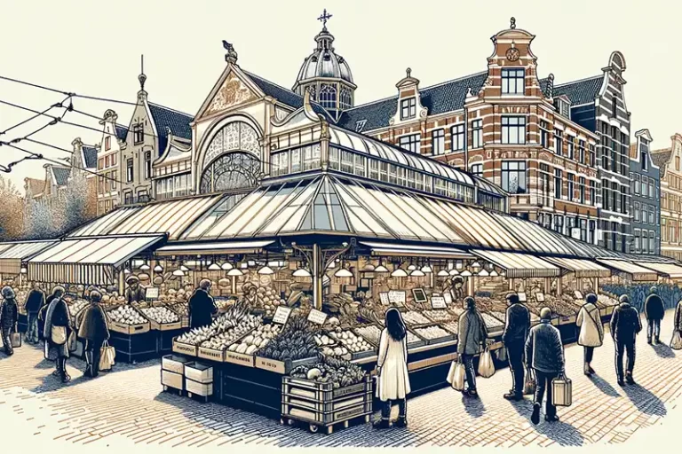 Albert Cuyp Market 7 Line Drawing featuring the Albert Cuyp Market in Amsterdam, Netherlands