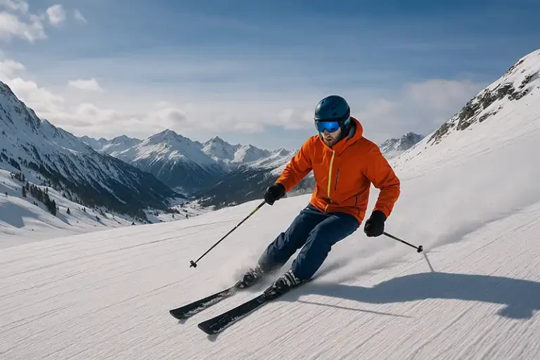 Andorra 25 Skiers on a snowy slope at a resort in the Pyrenees mountains