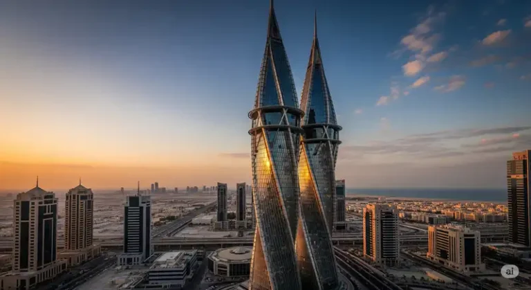 Bahrain 5 The twisting United Tower in Manama, Bahrain.