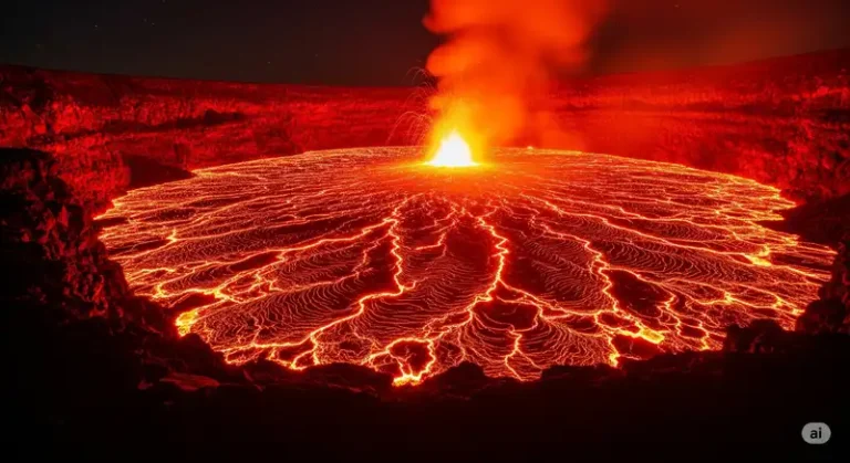 Democratic Republic of the Congo 6 The Nyiragongo volcano's lava lake at night.