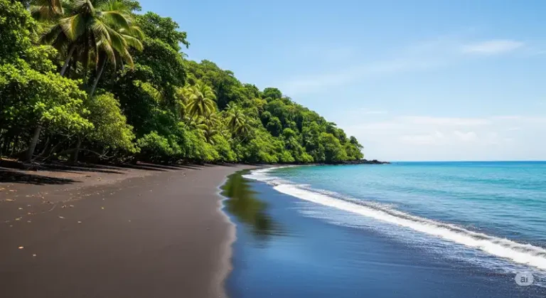 Equatorial Guinea 13 A black sand beach on Bioko Island, Equatorial Guinea.