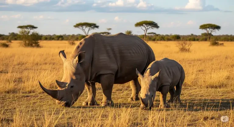 Eswatini (formerly Swaziland) 27 A white rhino and its calf in Eswatini.