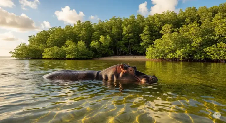Guinea-Bissau 19 A saltwater hippo in the Bijagós Archipelago, Guinea-Bissau.