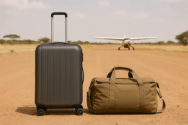 afari packing mistakes - heavy suitcase vs. lightweight duffel bag