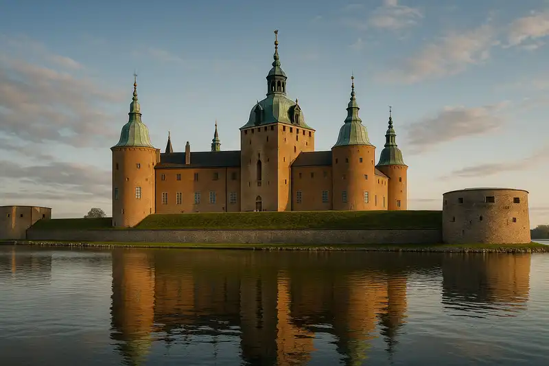 Kalmar Castle by the lake in Kalmar County