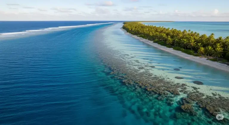 Kiribati 4 A narrow coral atoll in Kiribati.