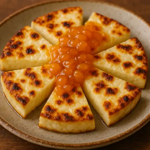 Finnish leipäjuusto cheese with cloudberry jam