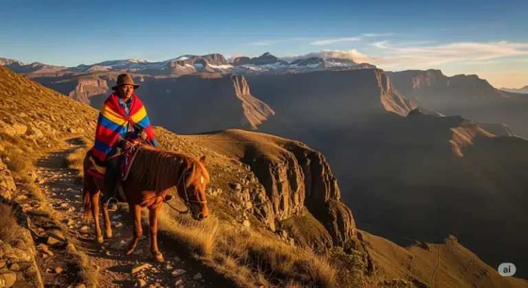 Lesotho 26 A person on a Basotho pony in the mountains of Lesotho.