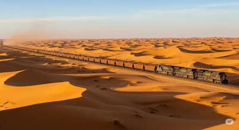 Mauritania 23 The long Iron Ore Train crossing the Sahara in Mauritania.