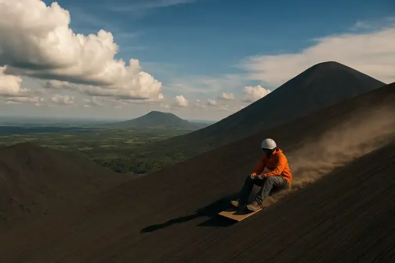 Nicaragua 1 Volcano boarding down the Cerro Negro volcano in Nicaragua.