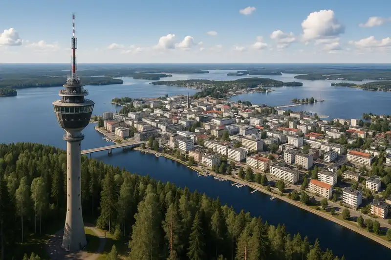 Kuopio and Puijo Tower in Northern Savonia