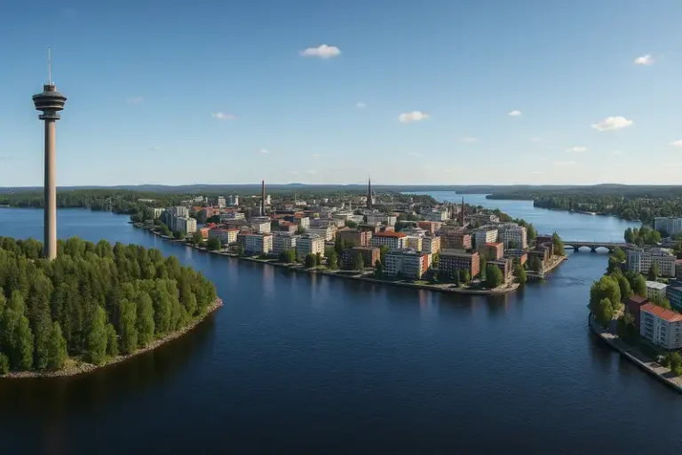 Pirkanmaa 49 Tampere skyline with Näsinneula Tower in Pirkanmaa