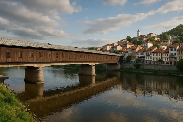 Lovech Province 43 Covered Bridge in Lovech over Osam River