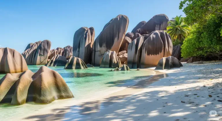 Seychelles 36 The granite boulders of Anse Source d'Argent beach in Seychelles.