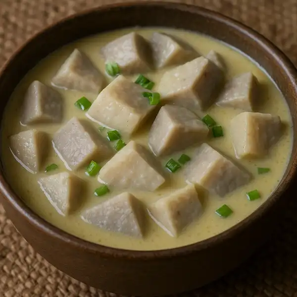A bowl of Malian Tiguadege Na peanut stew.
