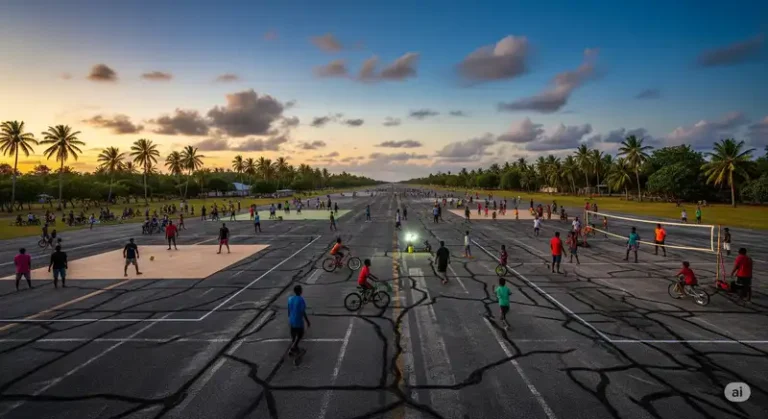 Tuvalu 3 The airport runway in Funafuti, Tuvalu, used as a park.