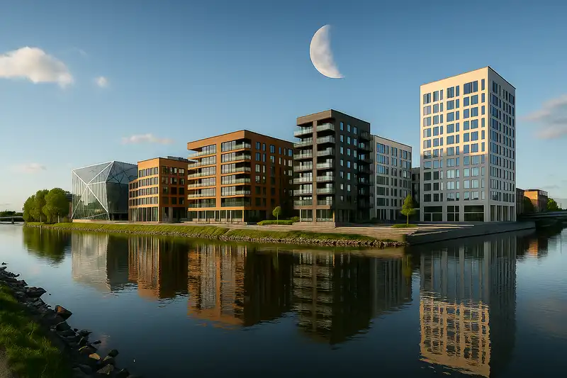 Umeå city riverside in Västerbotten