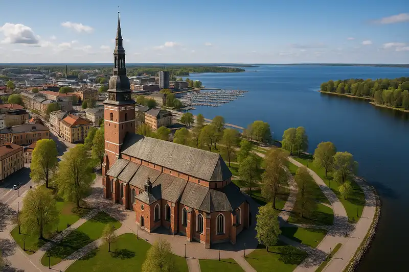 Västerås Cathedral and Lake Mälaren in Västmanland