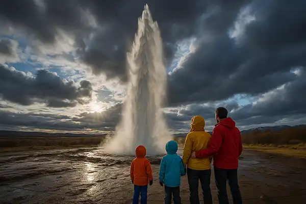 Family adventure vacation in Iceland Golden Circle with kids in 2025