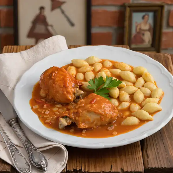 Chicken paprikash close-up