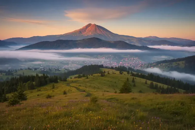 Karpacz 4 Karpacz at sunrise beneath Mount Śnieżka in the Karkonosze Mountains