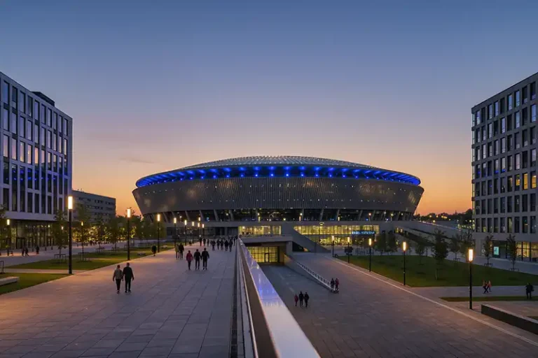 Katowice 6 Katowice Spodek and culture zone at dusk
