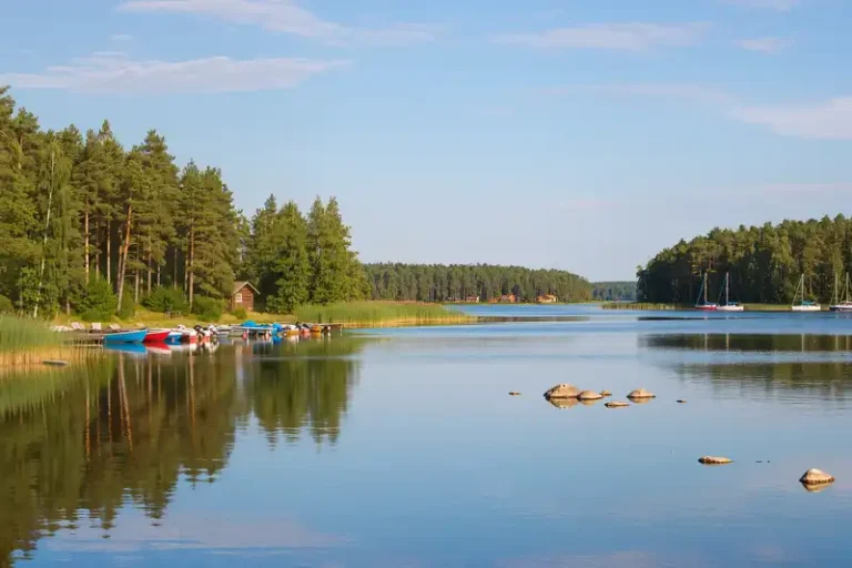 Mikołajki 1 Mikołajki lakeside with boats and forest