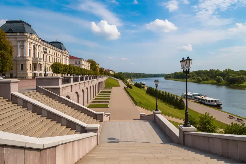 Szczecin Wały Chrobrego terraces and riverfront