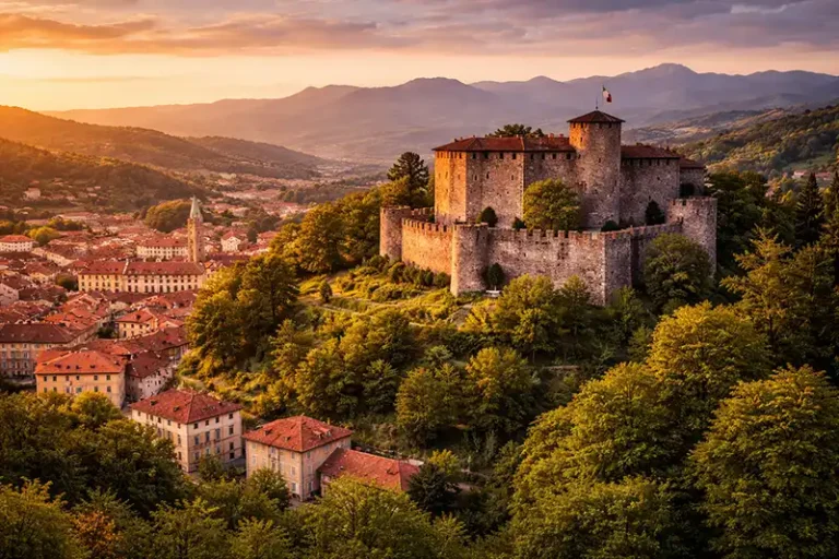 Gorizia 3 The medieval Gorizia Castle on a hill overlooking the city and the border region.