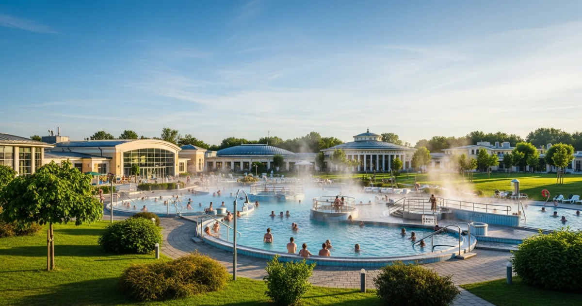 Travel Guides 8 Harkany Thermal Spa outdoor pools with people relaxing
