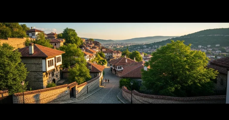 Arbanasi 14 Panoramic view of Arbanasi village with traditional houses and distant Veliko Tarnovo