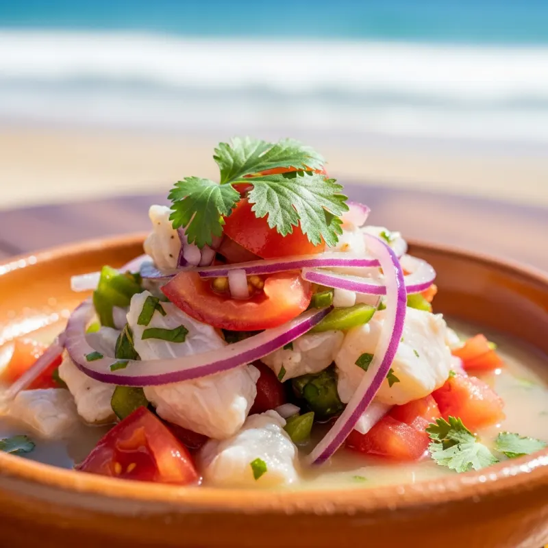 Fresh Mexican Ceviche in a rustic bowl