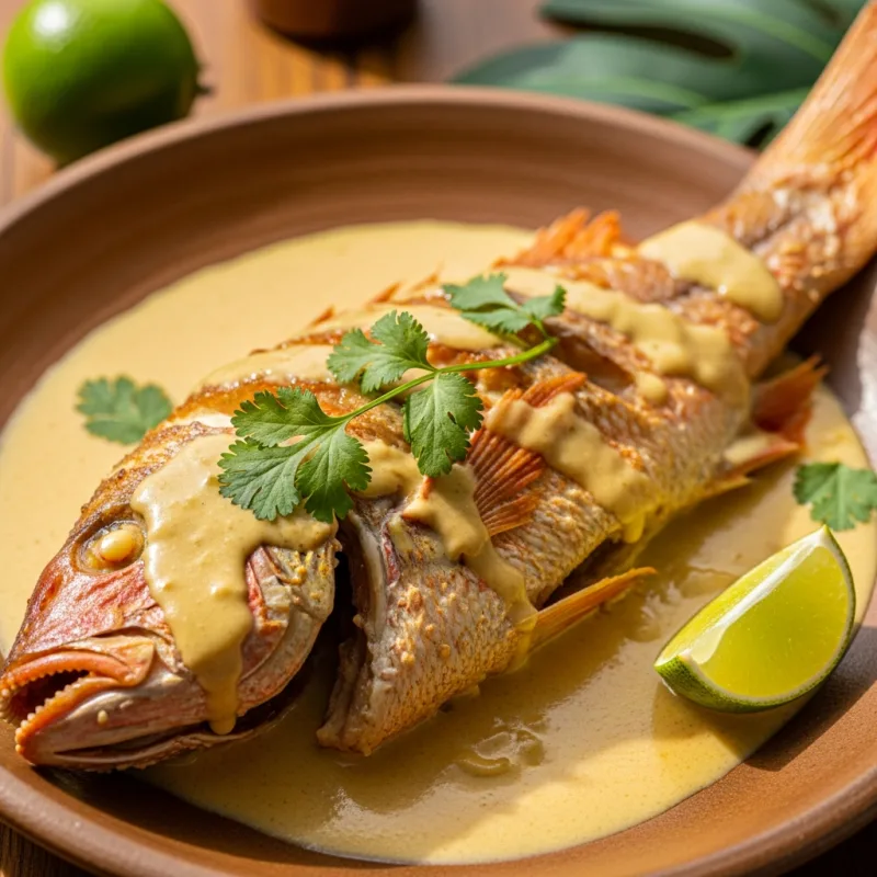 Pescado con Coco, a Dominican fish dish with coconut sauce