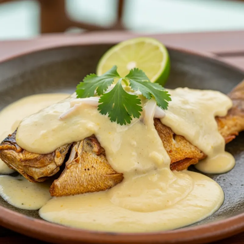 Pescado con Coco, a traditional Dominican fish dish with coconut sauce