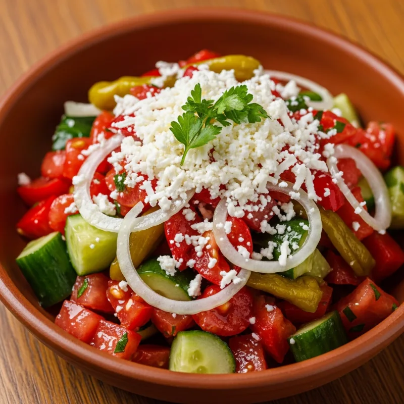 Traditional Bulgarian Shopska Salata
