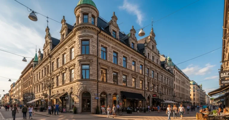 Sundsvall 1 Panoramic view of Sundsvall's historic Stone City (Stenstan) in summer