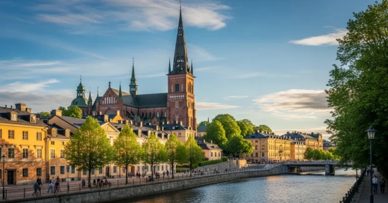 Uppsala 3 Uppsala Cathedral and Fyris River in Uppsala, Sweden