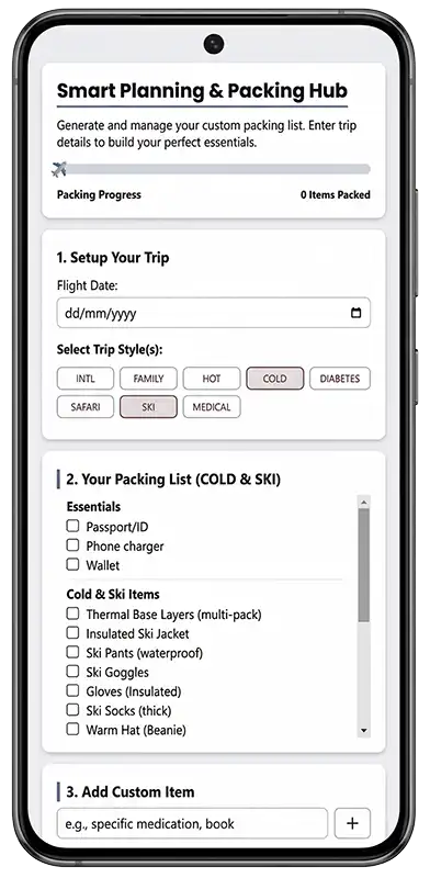 interactive packing list