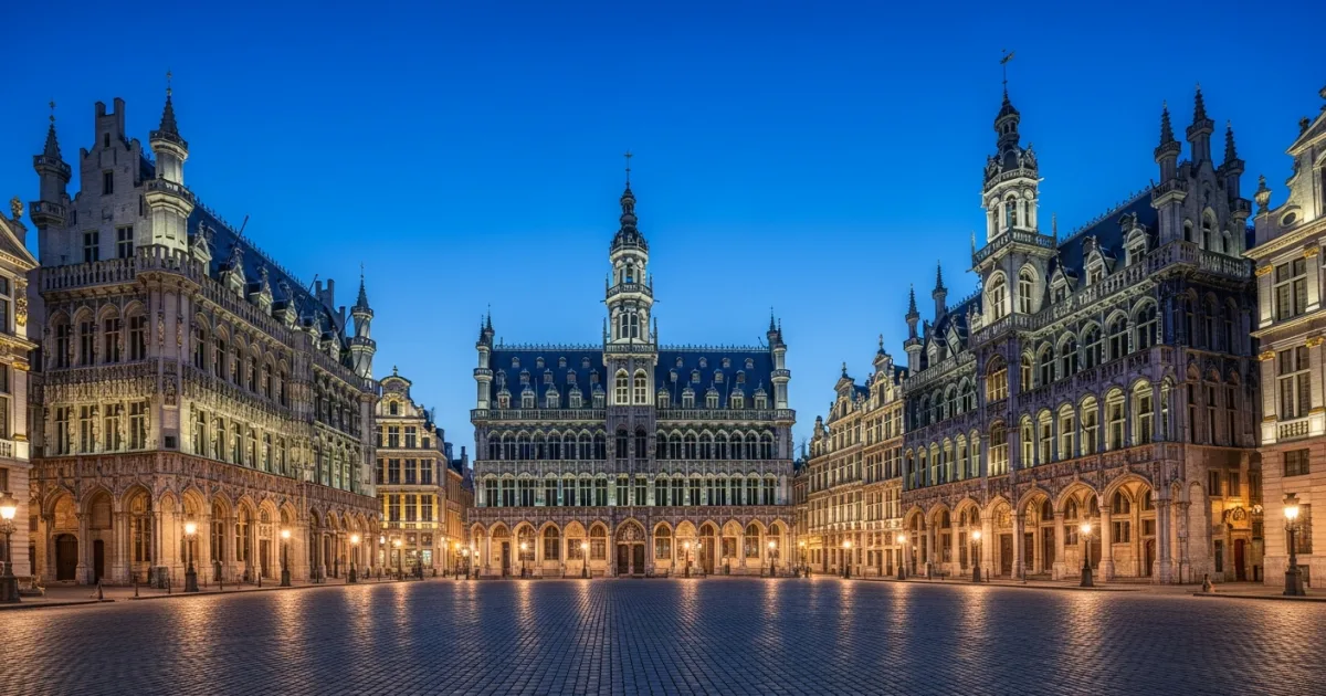 The illuminated Grand-Place in Brussels at twilight