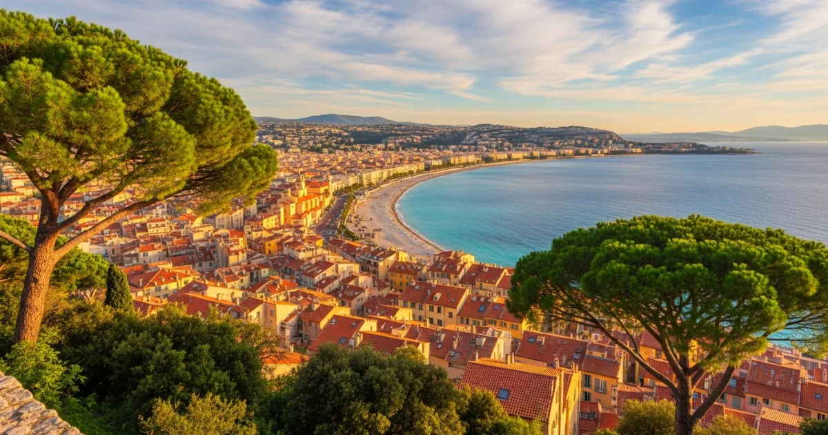 Panoramic view of Nice and the Baie des Anges from Castle Hill