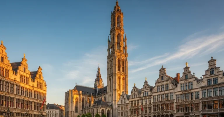 Cathedral of Our Lady 5 Cathedral of Our Lady towering over Antwerp at sunset