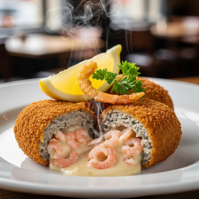 Crispy Belgian grey shrimp croquettes served with lemon and parsley