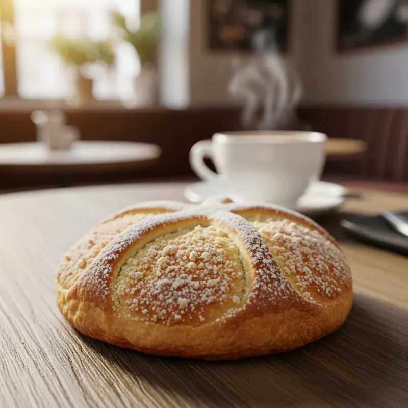 A traditional Leipziger Lerche pastry on a wooden table