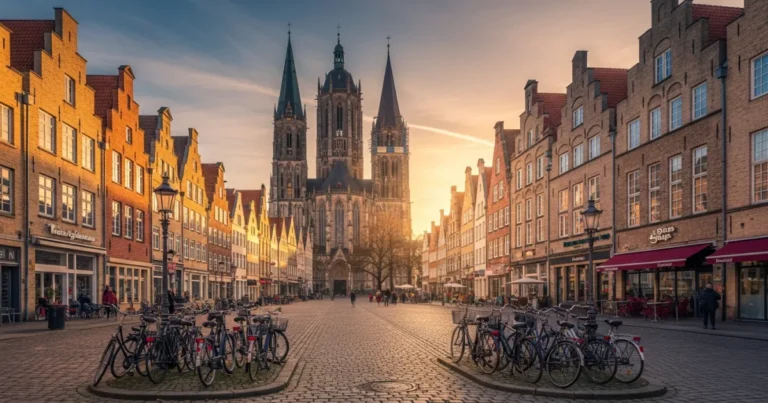 Munster 8 Historic gabled houses and bicycles at the Prinzipalmarkt in Münster, Germany
