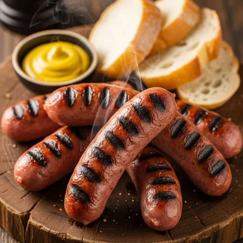 Grilled Mici (Mititei) with mustard and bread