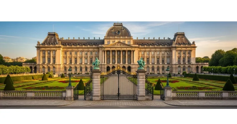 Royal Palace of Brussels 5 The grand exterior facade of the Royal Palace of Brussels on a sunny day