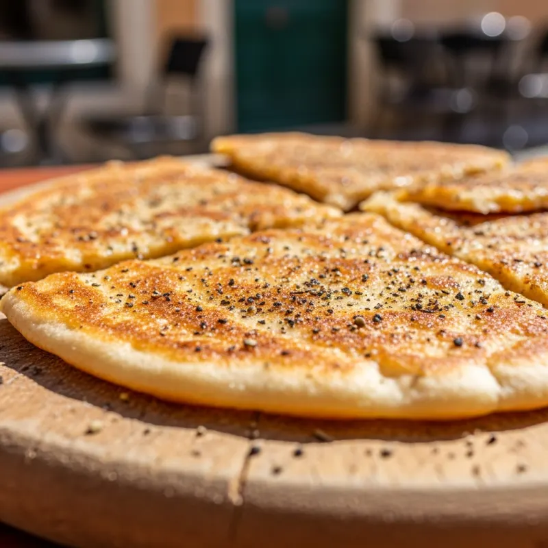 Freshly baked Socca on a wooden board
