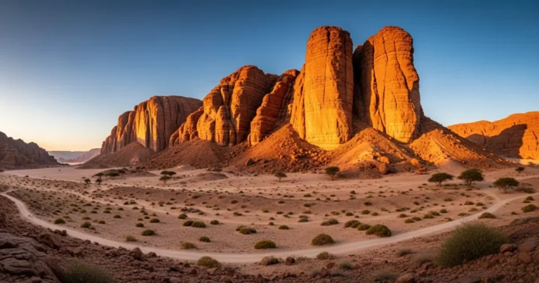 Timna Park 1 Solomon's Pillars towering over the desert landscape in Timna Park