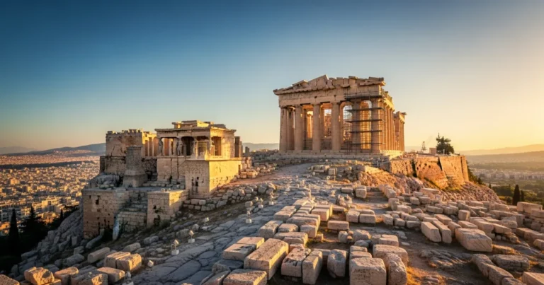 Acropolis of Athens 1 The Acropolis of Athens and the Parthenon glowing at sunset